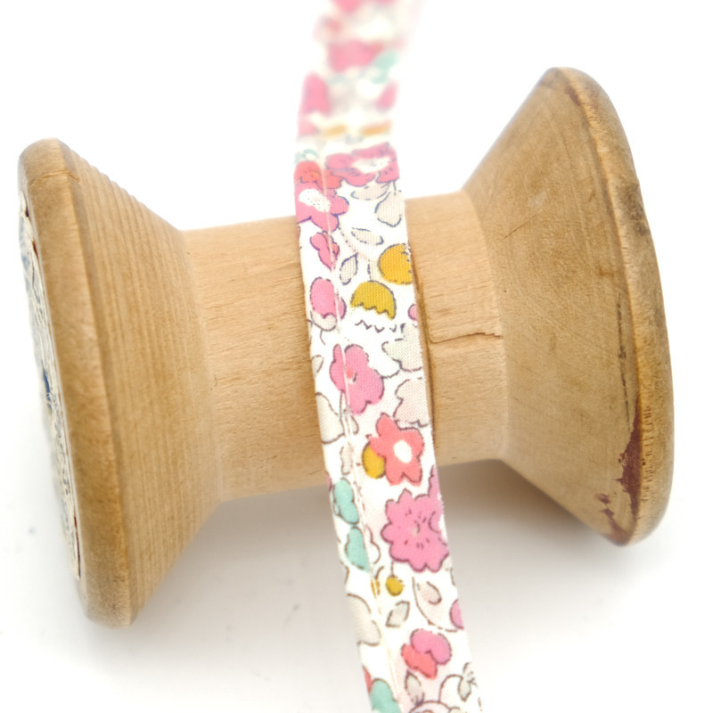 Liberty Betsy Ann B Pink and Pastel Green Piping - Maison Klem